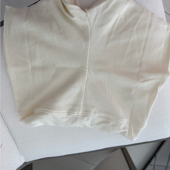 Cream Ribbed Drawstring Shorts - Picture 3 of 4